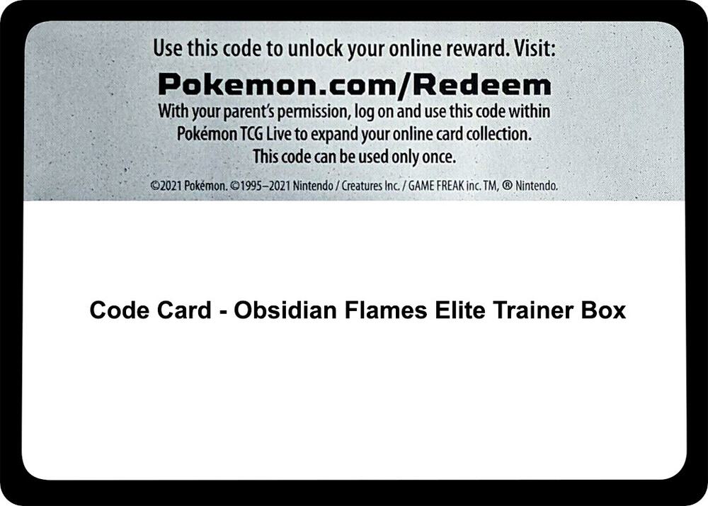 Code Card - Obsidian Flames Elite Trainer Box - Code Card SV03: Obsidian Flames