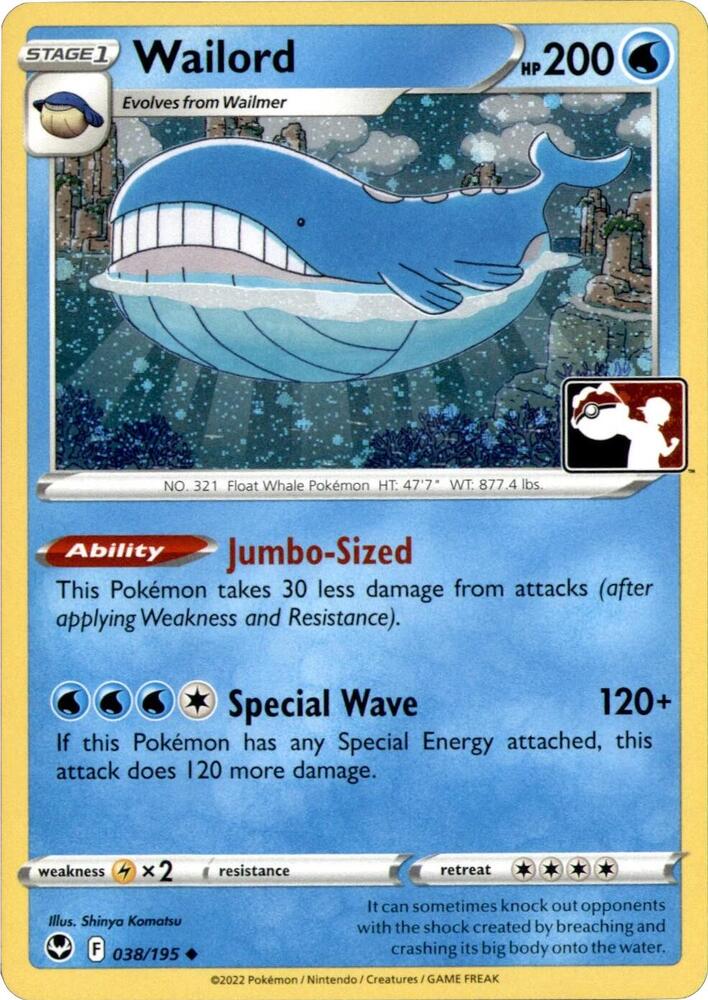 Wailord - 038/195 (Cosmos Holo) 038/195 Uncommon Prize Pack Series Cards Pokémon card