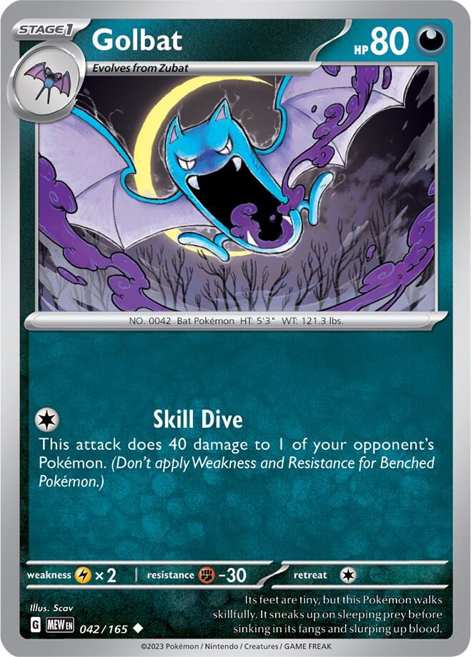 Golbat 042/165 Uncommon Scarlet & Violet 151 Pokémon card