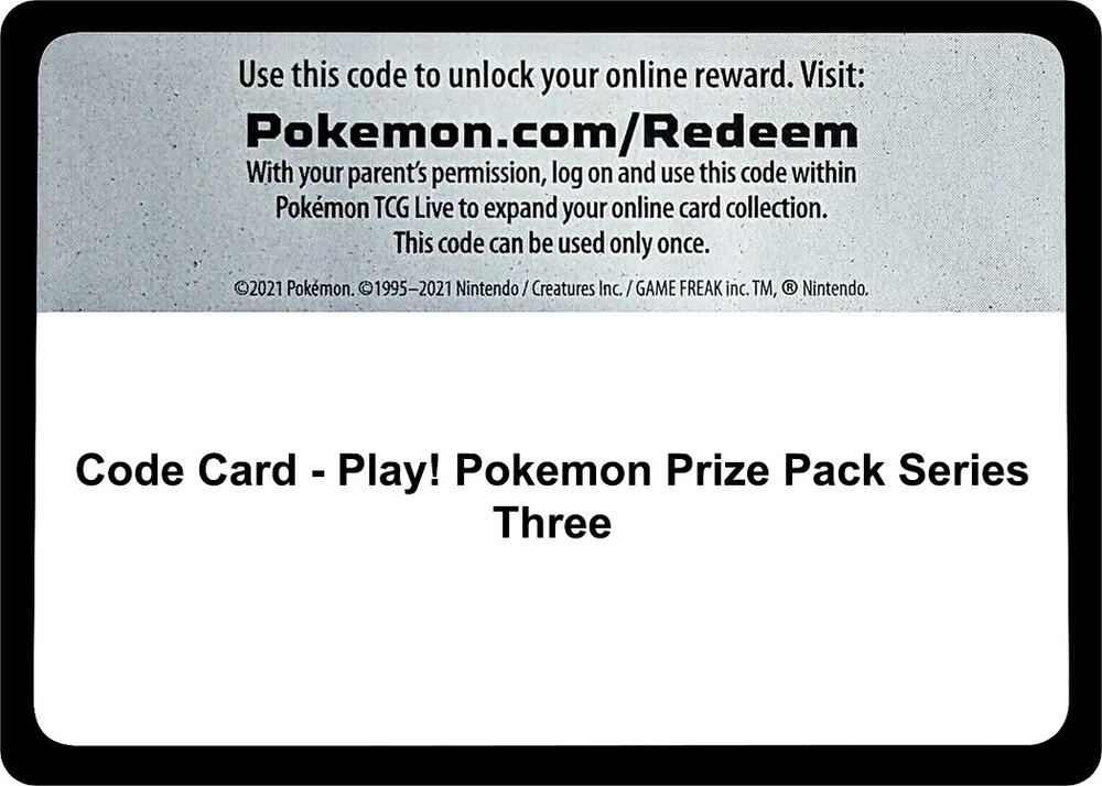 Code Card - Play! Pokemon Prize Pack Series Three Code Card Prize Pack Series Cards Pokémon card