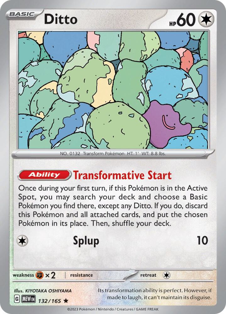 Ditto 132/165 Rare Scarlet & Violet 151 Pokémon card