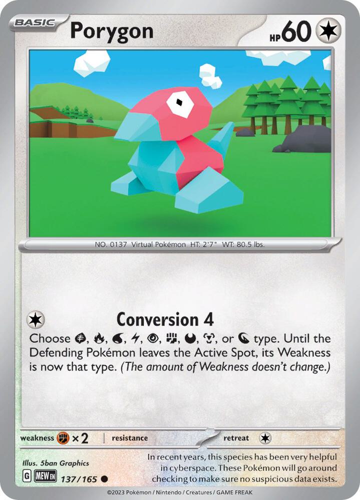 Porygon 137/165 Common Scarlet & Violet 151 Pokémon card