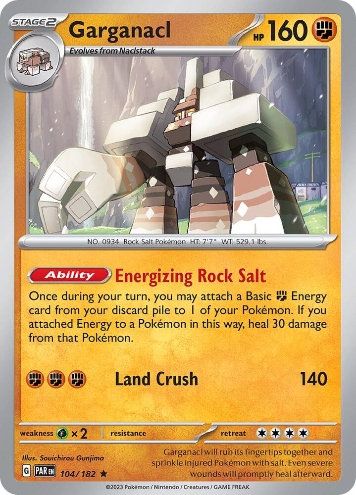 Garganacl - 104/182 104/182 Rare Paradox Rift Pokémon card