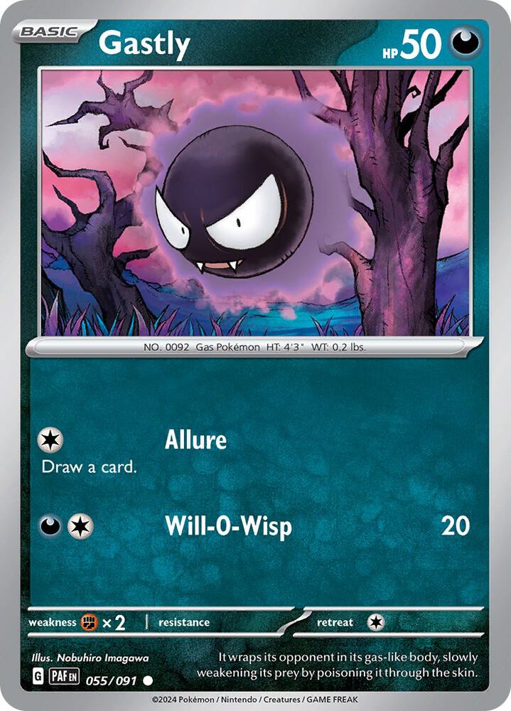Gastly 055/091 Common Paldean Fates Pokémon card