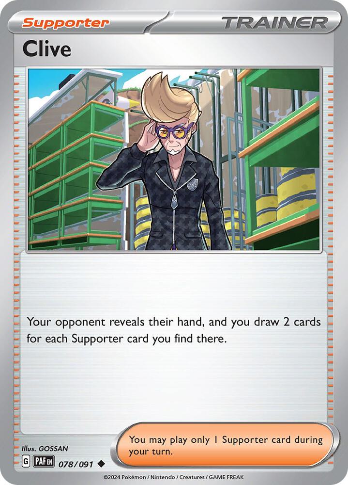 Clive - 078/091 078/091 Uncommon Paldean Fates Pokémon card