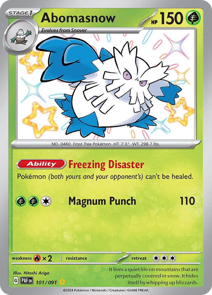 Abomasnow 101/091 Shiny Rare Paldean Fates Pokémon card