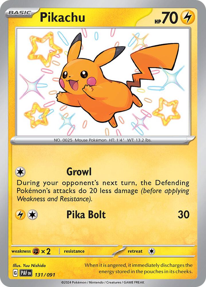 Pikachu - 131/091 131/091 Shiny Rare Paldean Fates Pokémon card
