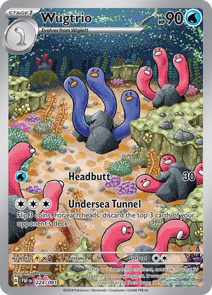 Wugtrio - 224/091 224/091 Illustration Rare Paldean Fates Pokémon card