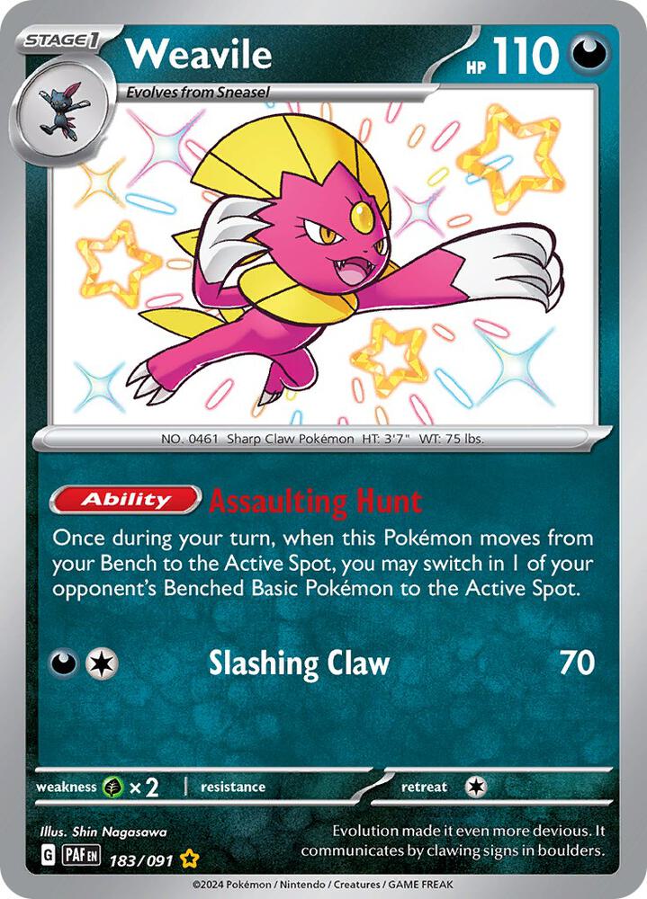 Weavile 183/091 Shiny Rare Paldean Fates Pokémon card