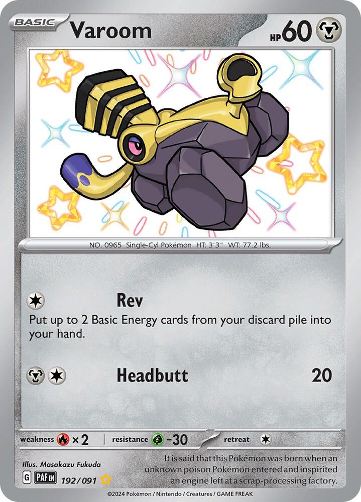 Varoom - 192/091 192/091 Shiny Rare Paldean Fates Pokémon card