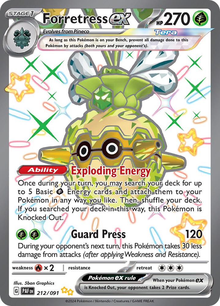 Forretress ex - 212/091 212/091 Shiny Ultra Rare Paldean Fates Pokémon card