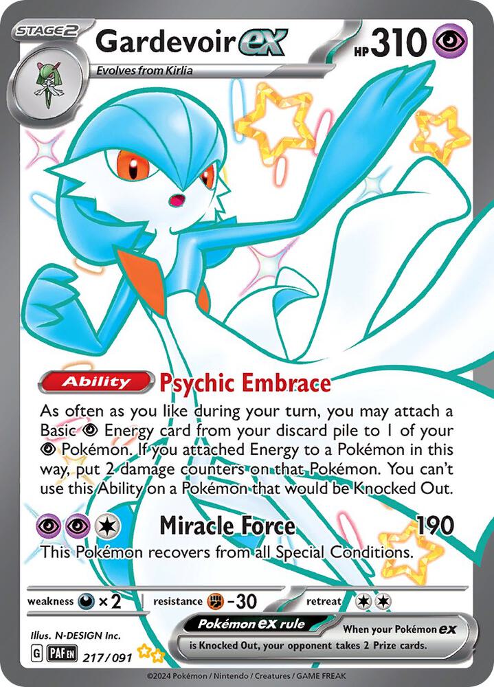 Gardevoir ex - 217/091 217/091 Shiny Ultra Rare Paldean Fates Pokémon card