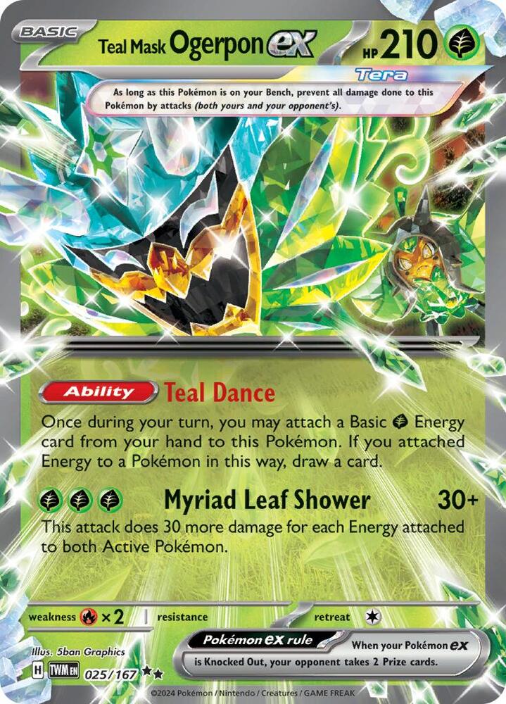 Teal Mask Ogerpon ex - 025/167 Double Rare SV06: Twilight Masquerade
