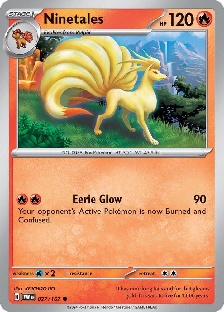 Ninetales 027/167 Common Twilight Masquerade Pokémon card