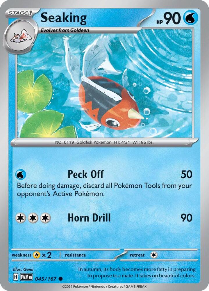Seaking 045/167 Common Twilight Masquerade Pokémon card