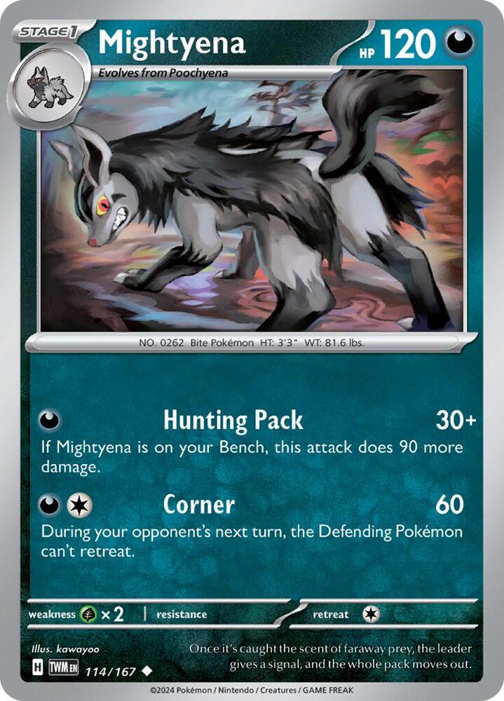 Mightyena 114/167 Uncommon Twilight Masquerade Pokémon card