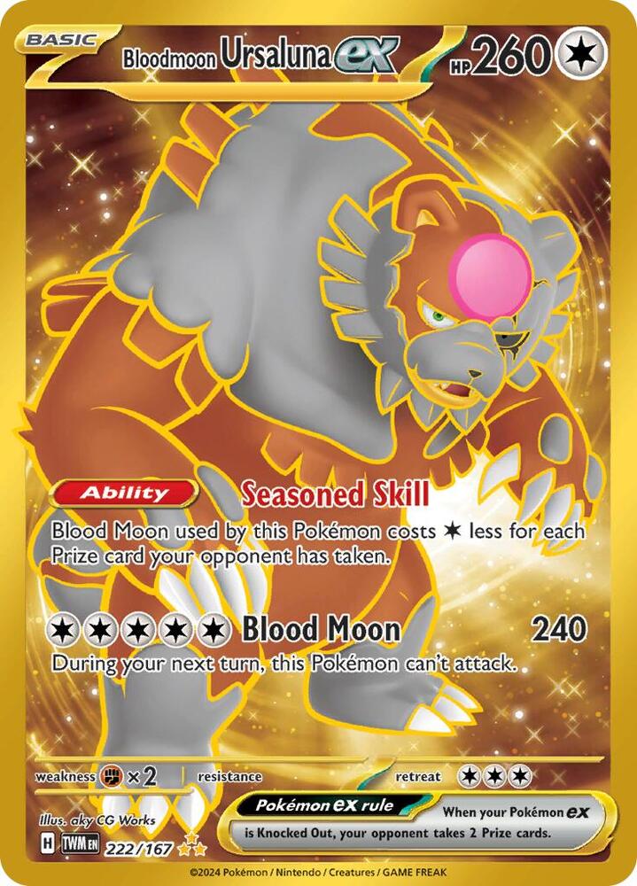 Bloodmoon Ursaluna ex - 222/167 222/167 Hyper Rare Twilight Masquerade Pokémon card