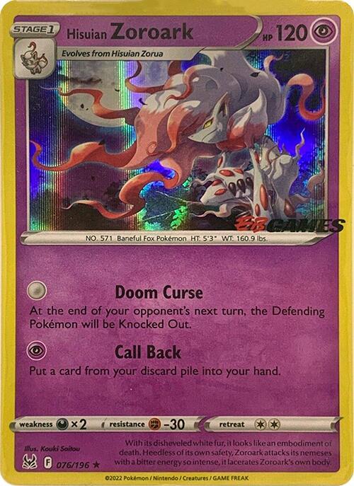 Hisuian Zoroark - 076/196 (EB Games Exclusive) 076/196 Promo Miscellaneous Cards & Products Pokémon card
