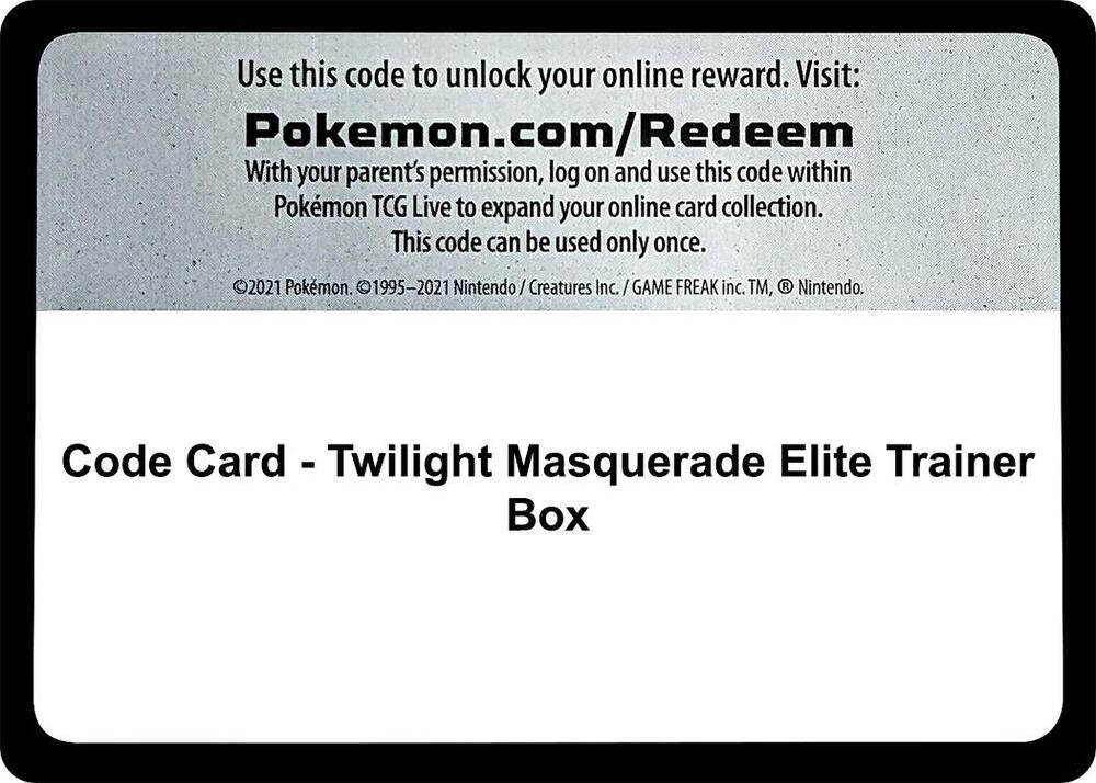 Code Card - Twilight Masquerade Elite Trainer Box - Code Card SV06: Twilight Masquerade