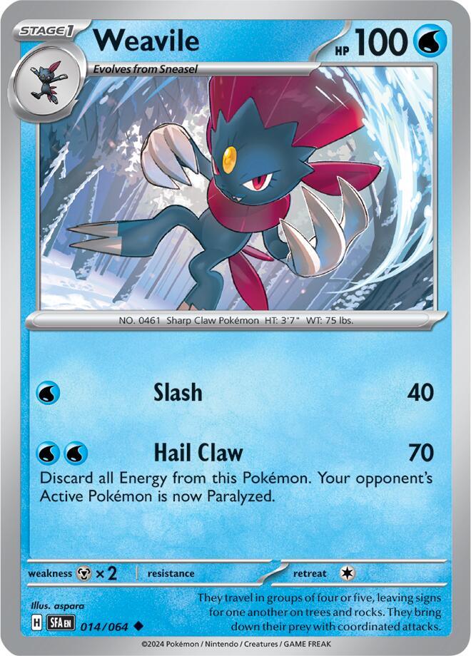 Weavile 014/064 Uncommon Shrouded Fable Pokémon card
