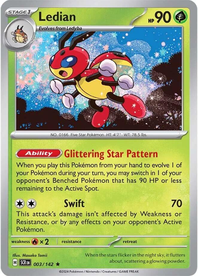 Ledian - 003/142 003/142 Rare Stellar Crown Pokémon card