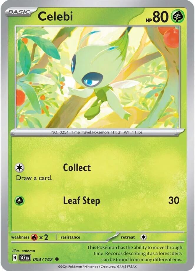 Celebi 004/142 Uncommon Stellar Crown Pokémon card