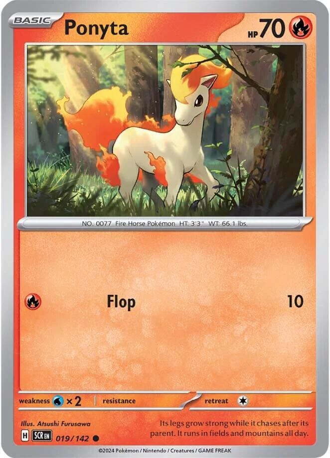 Ponyta 019/142 Common Stellar Crown Pokémon card