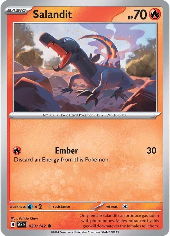Salandit 023/142 Common Stellar Crown Pokémon card