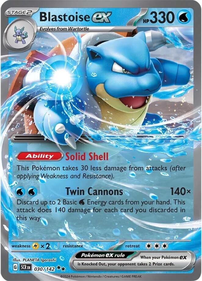 Blastoise ex 030/142 Double Rare Stellar Crown Pokémon card