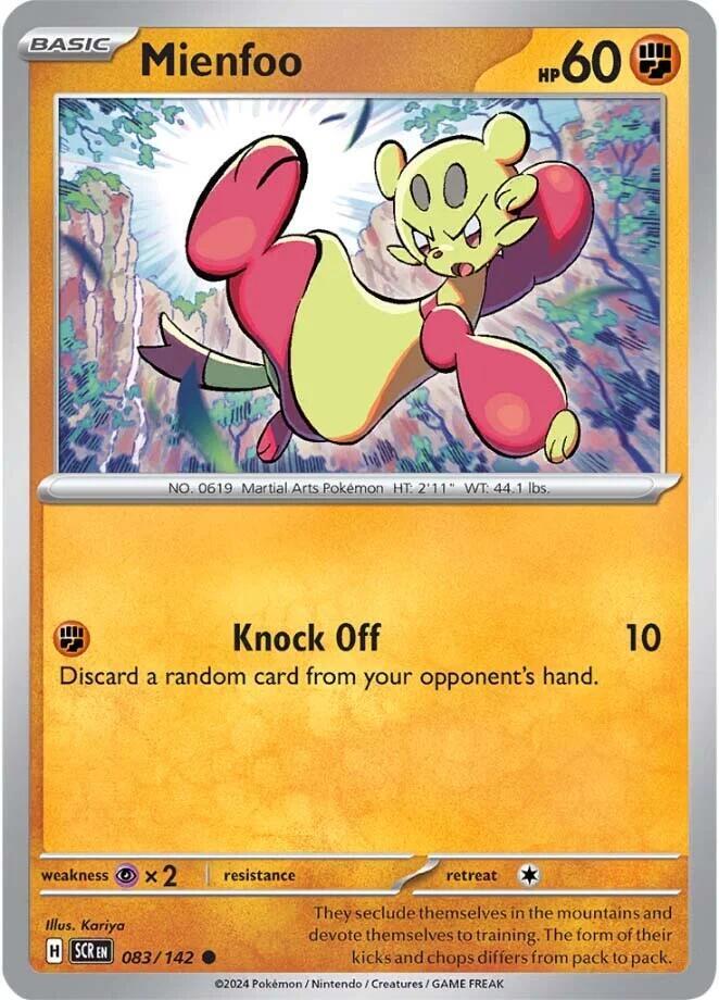 Mienfoo 083/142 Common Stellar Crown Pokémon card