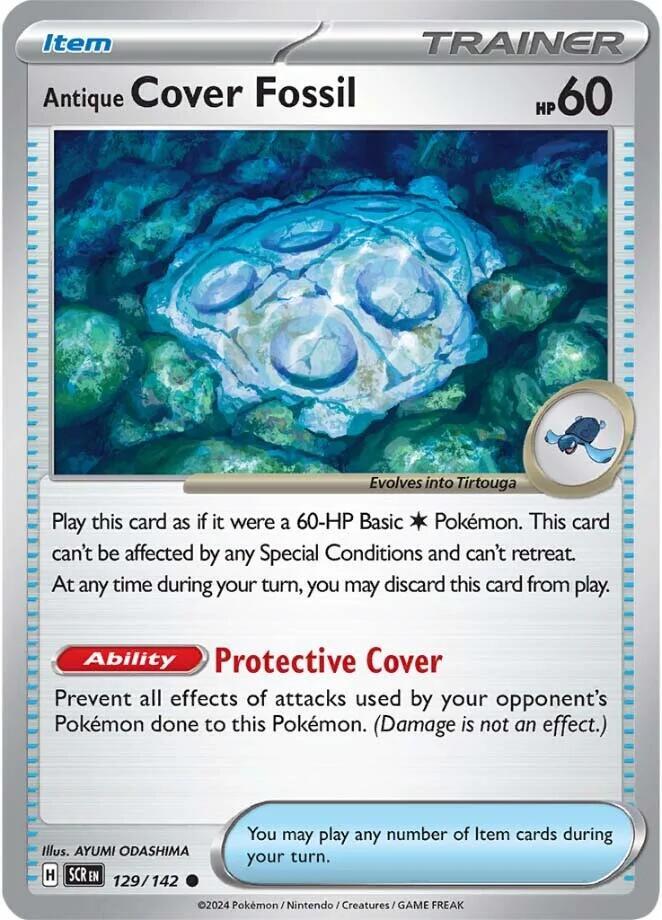 Antique Cover Fossil 129/142 Common Stellar Crown Pokémon card