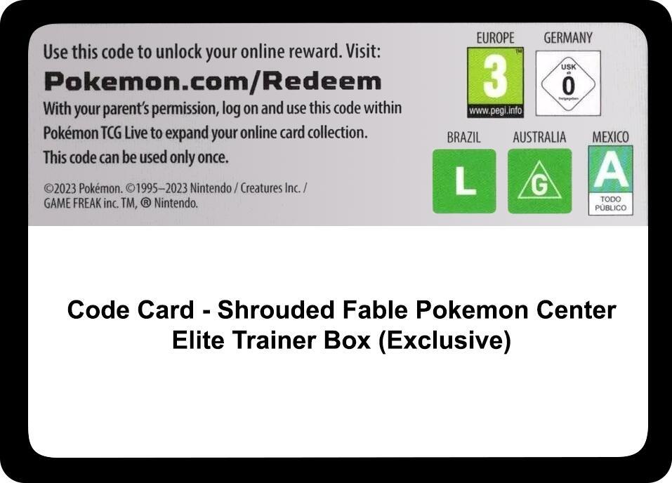 Code Card - Shrouded Fable Pokemon Center Elite Trainer Box (Exclusive) - Code Card SV: Shrouded Fable