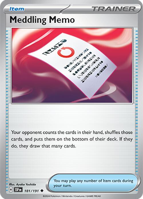 Meddling Memo 181/191 Uncommon Surging Sparks Pokémon card