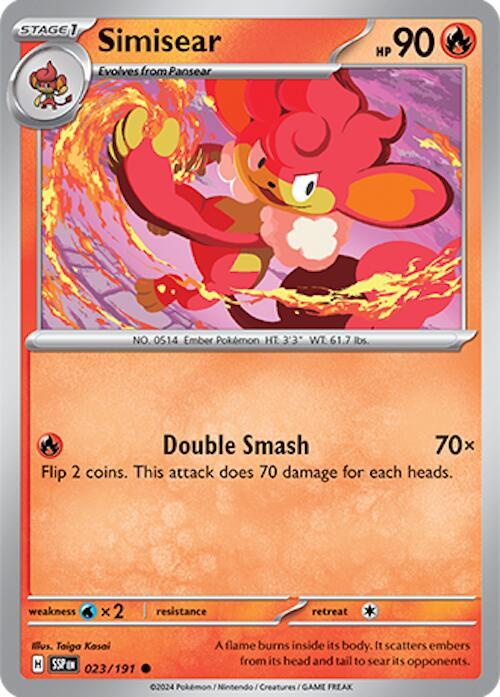 Simisear 023/191 Common Surging Sparks Pokémon card