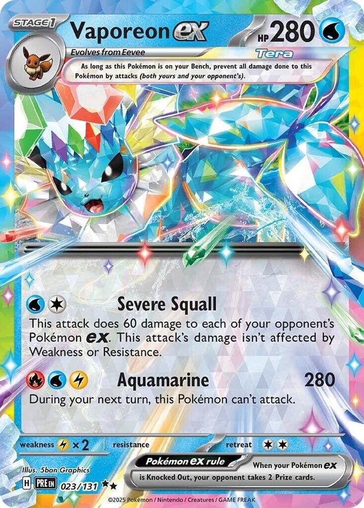 Vaporeon ex - 023/131 023/131 Double Rare Prismatic Evolutions Pokémon card