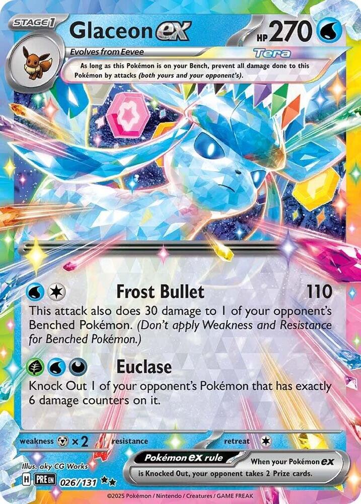 Glaceon ex - 026/131 026/131 Double Rare Prismatic Evolutions Pokémon card