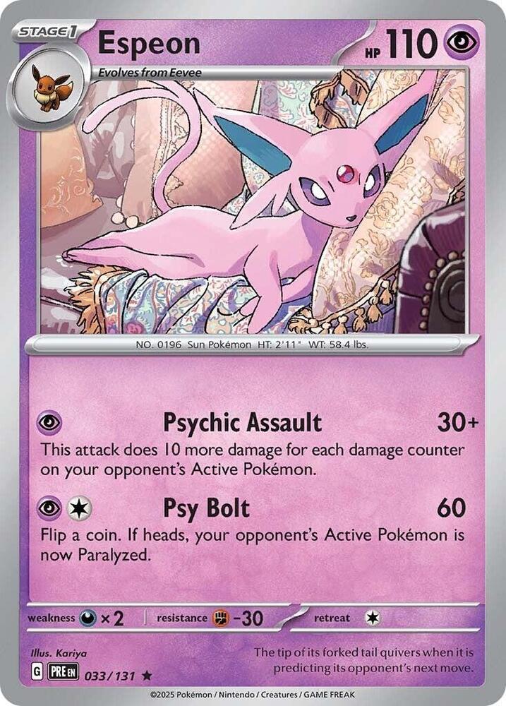 Espeon 033/131 Rare Prismatic Evolutions Pokémon card