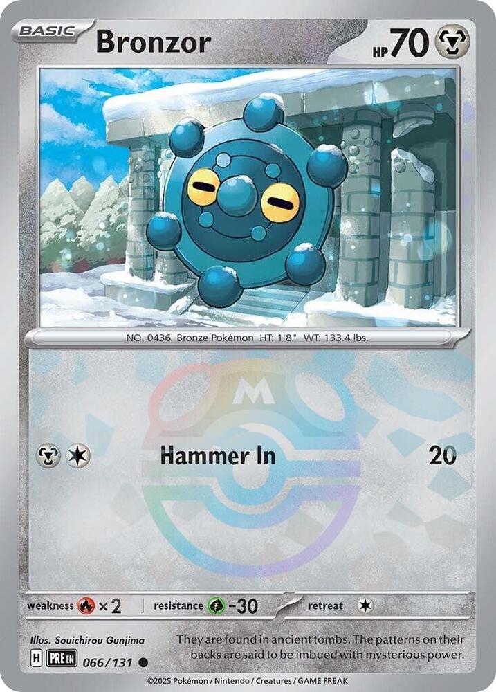 Bronzor (Master Ball Pattern) 066/131 Common Prismatic Evolutions Pokémon card