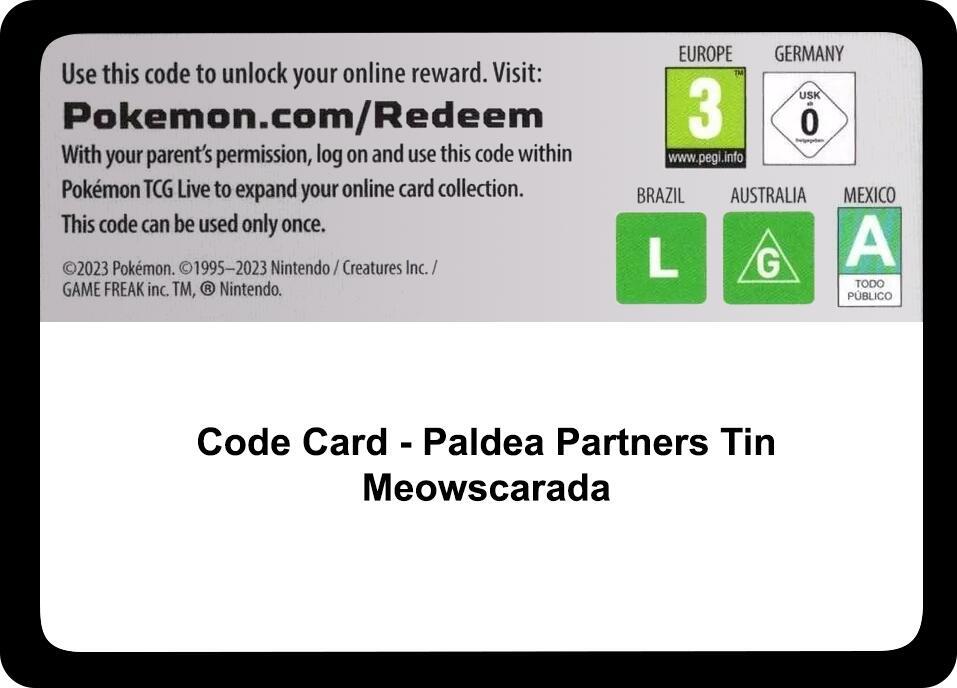 Code Card - Paldea Partners Tin (Meowscarada) - Code Card Miscellaneous Cards & Products