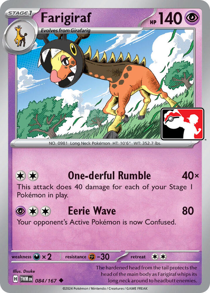 Farigiraf - 084/167 084/167 Uncommon Prize Pack Series Cards Pokémon card