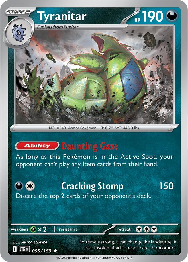 Tyranitar 095/159 Rare Journey Together Pokémon card