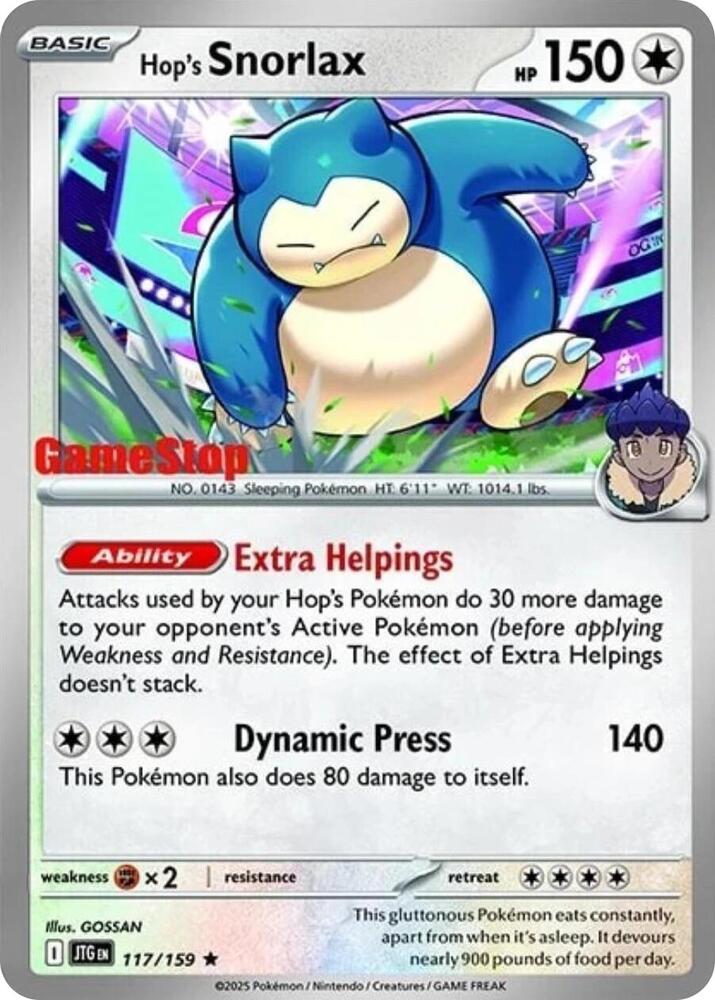 Hop's Snorlax - 117/159 (GameStop) (Cosmos Holo) Promo Miscellaneous Cards & Products