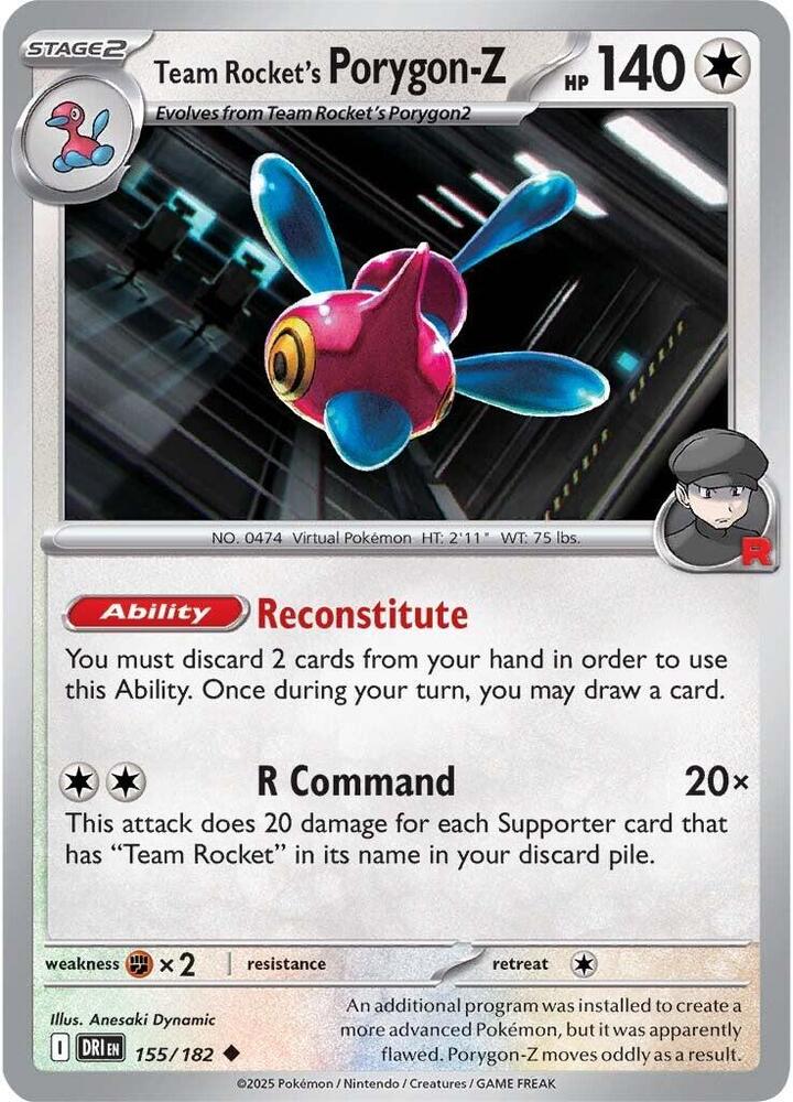 Team Rocket's Porygon-Z 155/182 Uncommon Destined Rivals Pokémon card