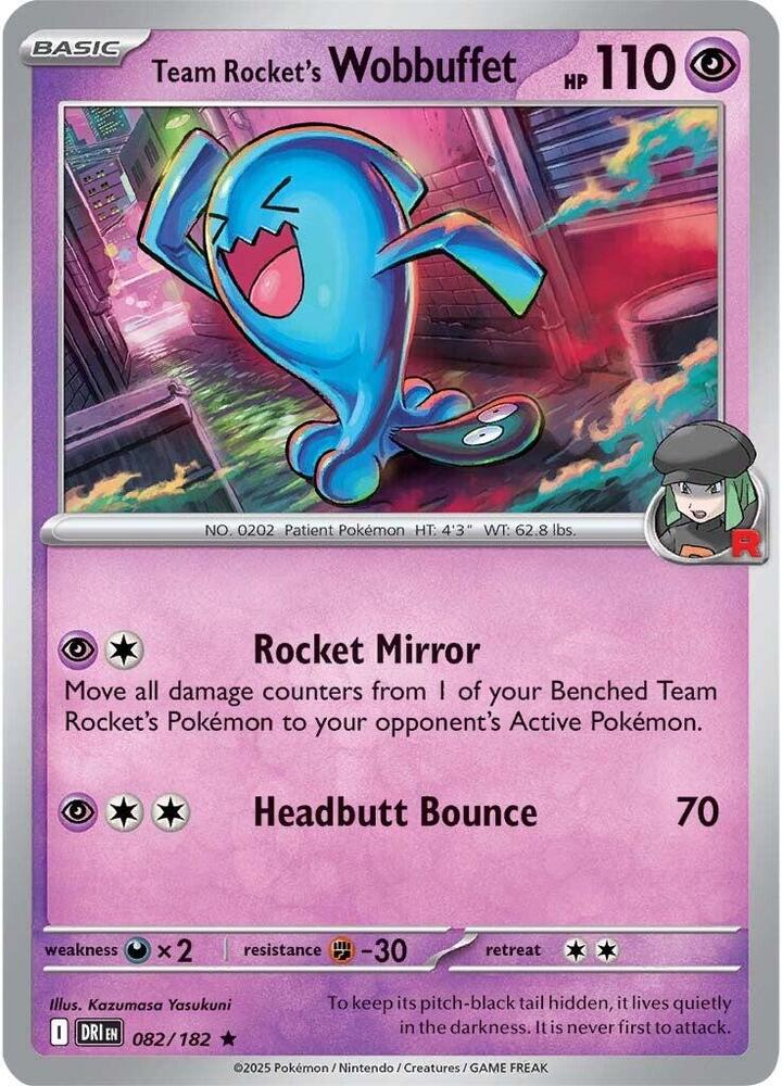 Team Rocket's Wobbuffet 082/182 Rare Destined Rivals Pokémon card
