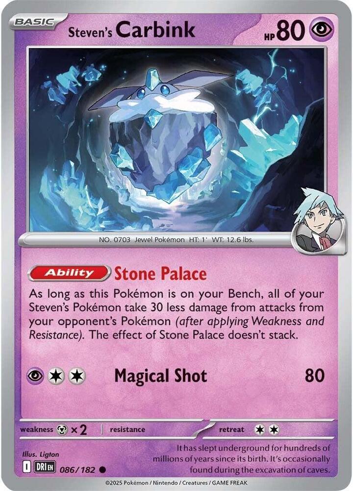 Steven's Carbink 086/182 Common Destined Rivals Pokémon card