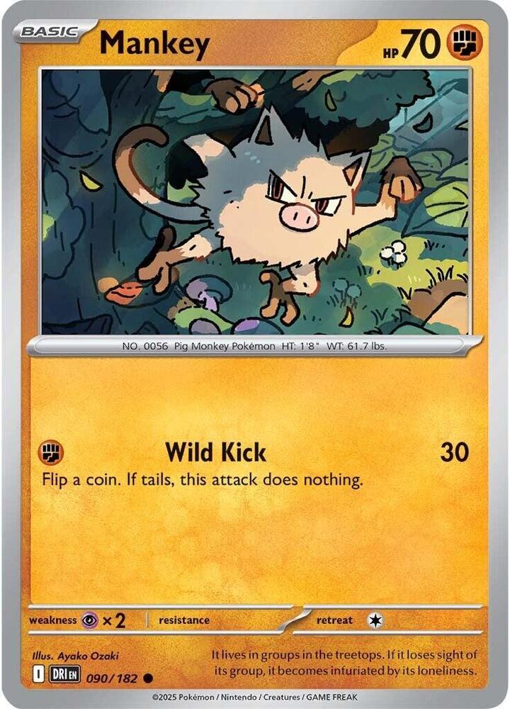 Mankey 090/182 Common Destined Rivals Pokémon card