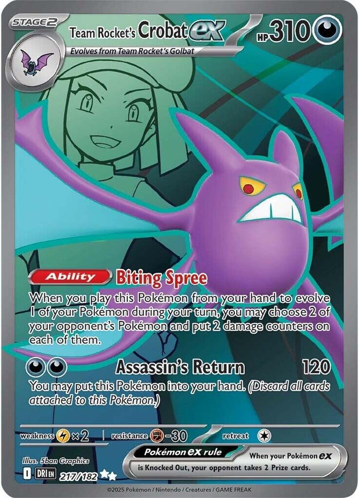 Team Rocket's Crobat ex - 217/182 217/182 Ultra Rare Destined Rivals Pokémon card