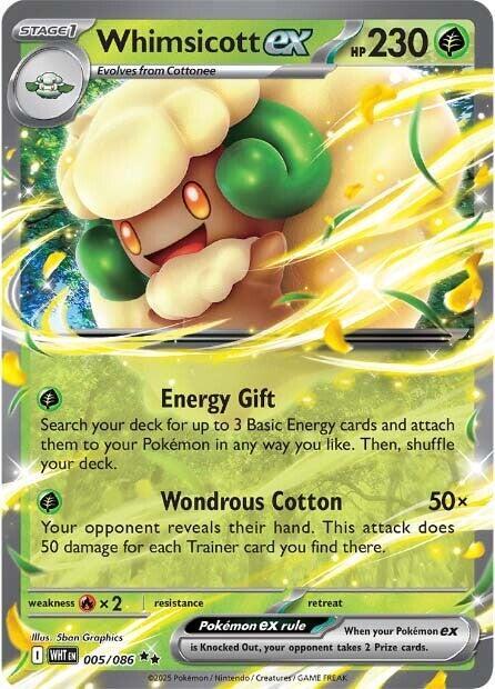 Whimsicott ex 005/086 Double Rare White Flare Pokémon card