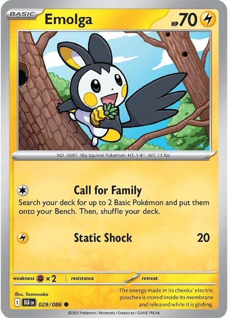 Emolga 029/086 Common Black Bolt Pokémon card