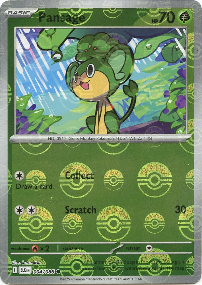 Pansage (Poke Ball Pattern) - 004/086 Common SV: Black Bolt